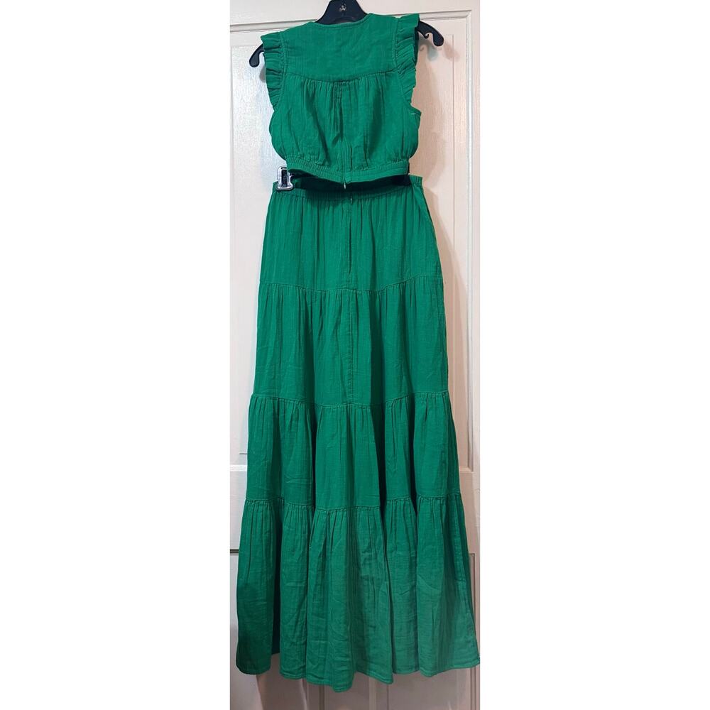 ME+EM Emerald Green Maxi Dress with V-Neck and Cutout Waist - Picture 10 of 16